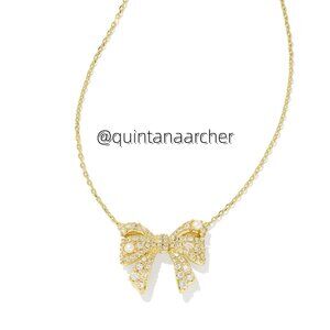 Krista Gold Bow Short Pendant Necklace in White Mix